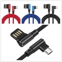 30ซม. 1ม. 1.5ม. 2ม. 2A 90 ° ไมโครชาร์จที่รวดเร็วข้อศอกคู่สาย Usb ความเร็วสูงสำหรับ Nokia ตัวควบคุม PS4