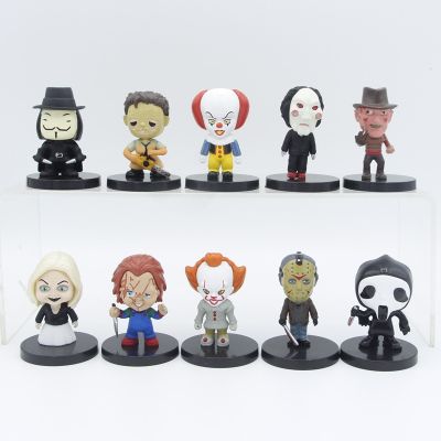 10 Pcs/Lot Childs Play 5.5cm Figure Chucky Saw Horrible Dolls Model Funny Figurine Hallowmas Cake Decoration Ornaments Gifts