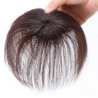 Women Girls Invisible No Trace Clip-on Real Hand-woven Human Hair  Hair Top Topper Piece Hairpiece Wig for Covering White Loss Replacement Hair 15cm L