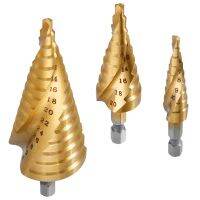 Drill Bit Spiral Grooved Titanium Coated Step Spiral Flute Hex Shank Wood Metal Hole Cutter Universal Power Tools 4-12/20/32