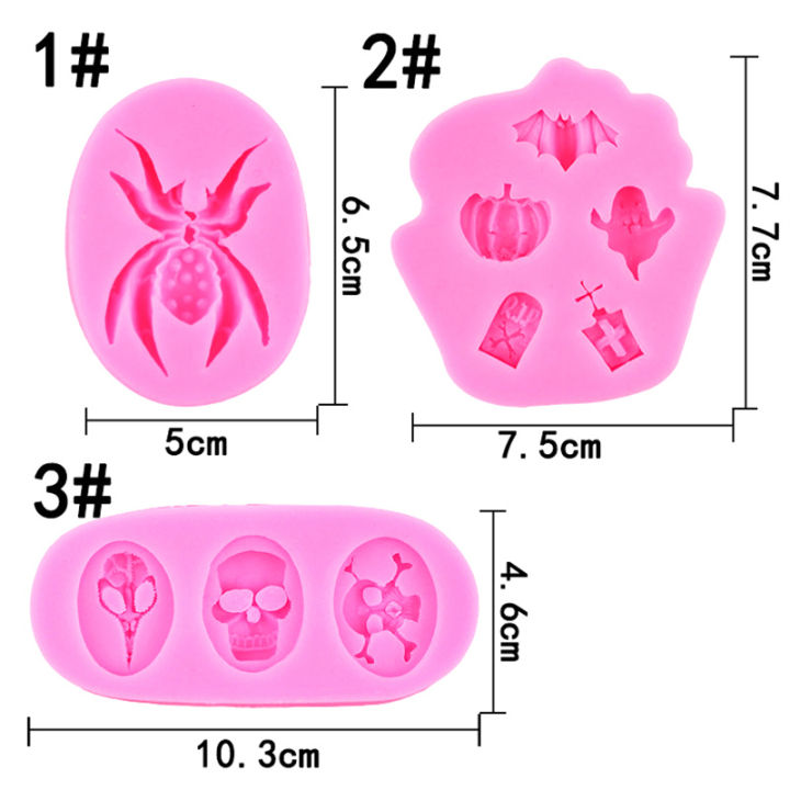 jiang-แม่พิมพ์ซิลิโคนตกแต่งเค้กสไตล์ฮาโลวีนเครื่องมือทำช็อคโกแลตพลิกน้ำตาลเบเกอรี่