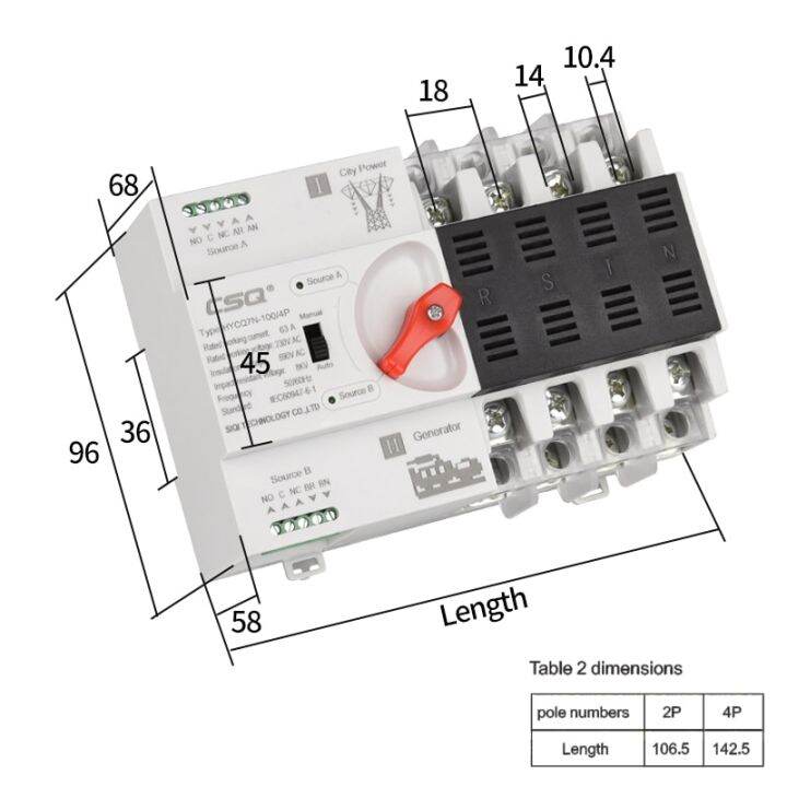 Csq Din Rail Solar Type A A P P Mini Ats Dual Power Automatic