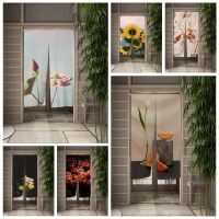 【YD】 Real Flowers Door Curtain Print Pattern Partition Entrance Hanging Half-Curtain Room