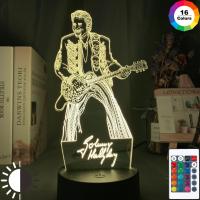 ไฟไฟ Led กลางคืนสีสันสดใส Johnny Hallyday Guita Figure Nightlight สำหรับแฟนคลับ Hiasan Kamar โคมไฟ Usb ตั้งโต๊ะใช้แบตเตอรี่