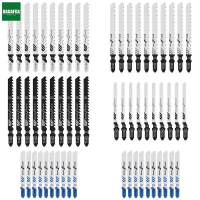 DAGAFGA ใบเลื่อยจิ๊ก60ชิ้นชุดใบปัดน้ำฝน Hcs/hss ไม้คมพลาสติกใบมีดเลื่อยตัดเหล็กพร้อมเครื่องมืองานไม้ T-Shank ใบเลื่อยจิ๊กซอว์สำหรับการตัดพลาสติกคมใบเลื่อยจิ๊กซอว์
