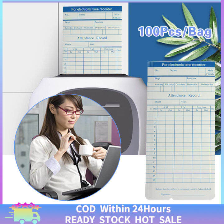 100Pcs Time Card Record Monthly Time Clock Cards Lazada PH