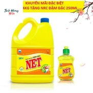 Nước Rửa Chén NET 4kg Hương Chanh - Tặng chai NRC 250g Đậm Đặc