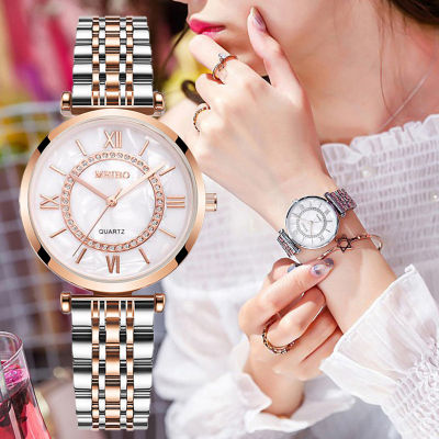 Gypsophila Gypsophila นาฬิกาผู้หญิง Diamond-Encrusted Steel Belt Simple Quartz Watch 3-Pointer Casual แฟชั่นนาฬิกาผู้หญิงสไตล์นาฬิกา