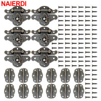 NAIERDI 6ชิ้นวินเทจตกแต่งกลอนสลักและ12ชิ้นย้อนยุคบรอนซ์แกะสลักการออกแบบบานพับกล่องเครื่องประดับหัวเข็มขัดกล่องไม้