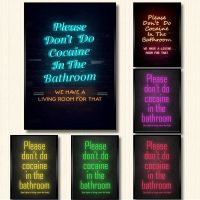 2023 ♦✜ Neon Poster Please Dont Do Cocaine In The Bathroom! We Have A Living Room for That Funny Sign Wall Art Print Bathroom Decor
