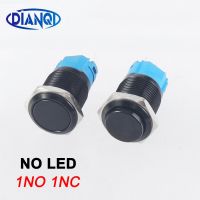 16mm Metal Button Switch Oxidized Black Flat/High Head Self-locking reset Waterproof Car Computer NO LED 1NO1NC  Power Points  Switches Savers