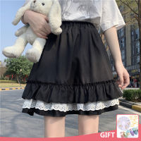 Street Gothic Lace Ruffle Mini Skirts Womens Harajuku Fairy Grunge Black Pleated High Waist Skirt Japanese Lolita Streetwear