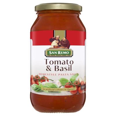 San Remo Tomato & Basil Pasta Sauce ซานรีโม่โทเมโท้ แอนด์ เบซิล พาสต้าซอส ขนาด 500 กรัม (2042)