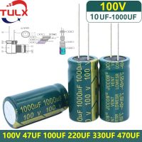 2.2UF 3.3UF 4.7UF 22UF 33UF 10UF 47UF 100UF 150UF 220UF 330UF 470UF อุปกรณ์เก็บสะสมไฟเริ่ม1000UF คาปาซิเตอร์อิเล็กโทรไลต์100V 5-100ชิ้น