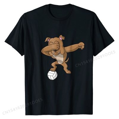 Dabbing Bulldog Volleyball T-Shirt Design Men Top T-shirts Cheap Cotton Tees Normal