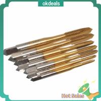 OKDEALS 7pcs M2-M6 ต๊าปเกลียว เหล็กความเร็วสูง เคลือบไทเทเนียม สกรูปลายแหลม ดอกต๊าปแหลม เกลียวปลายแหลม สกรูเครื่อง