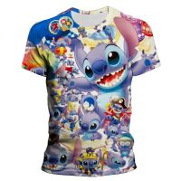 2023 newnew ฤดูร้อนใหม่ Lilo &amp; Stitch T เสื้อผู้ชายผู้หญิงแขนสั้น3D พิมพ์แฟชั่น streetwear Tops