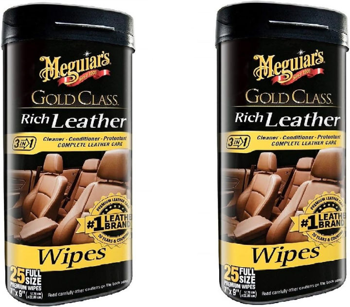 Cake Meguiars G10900 Gold Class Rich Leather Cleaner &amp; Conditioner Wipes, 2 Pack