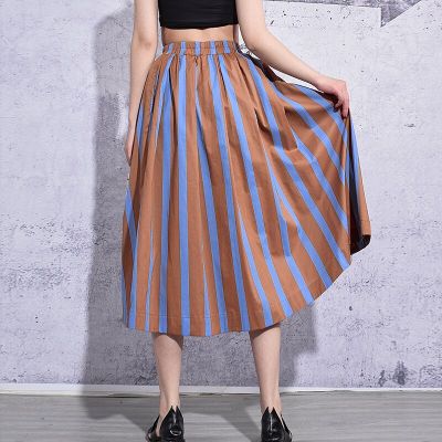 XITAO Skirt Casual Women Fashion Striped Skirt