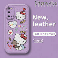 Chenyyka เคสโทรศัพท์หนังนิ่มลายการ์ตูน S20เฟ S20 S20ปลอกสำหรับ Samsung บวก S20อัลตร้าเคสลายการ์ตูนน่ารักเฮลโลคิตตี้ดีไซน์ใหม่เคสป้องกันกล้องคลุมทั้งหมดกันกระแทกขอบสีเคสนิ่ม