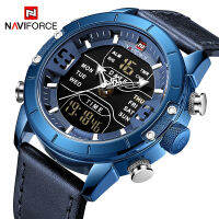 NAVIFORCE Men‘s Quartz Watches Fashion Big Dial Led Digital Chronograph Date Display Leather Waterproof Watch Relogio Masculino