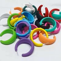 【YP】 C Shaped Hoop Earrings Colorful Round Big for Fashion Piercing Jewelry