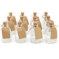 Mini Glass Bottles | Wedding Decorations Favours Glass Bottles With Cork Lids | Includes Attached Labels | Kitchen Decorations