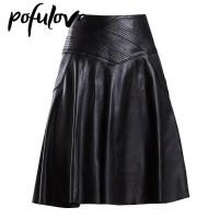 Skirts Womens Y2k High Fashion Hippie Skirts Korean Style Pleated Punk Skirt Leather Skirt A-LINE Lady High Waist Black Skirt