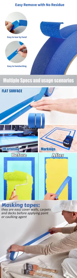 20M Blue Painter Masking Tape For Painting Edges Trim Wall Ceiling  Finishing Clean Release Trim Edge Painter's Tape Residue Free