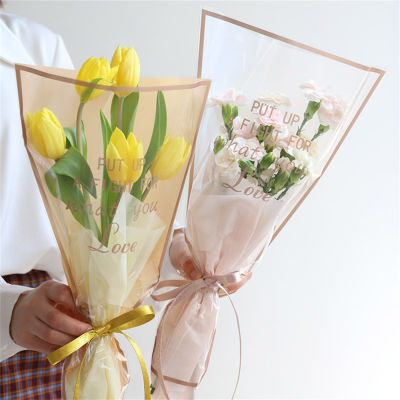 50 Pieces Floral Frame Gold Waterproof Single Rose Flower Wrapping