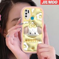 JIUMOO เคส Y50สำหรับ VIVO Y30 Y30i 3D การ์ตูนแกะ Souffle ดั้งเดิมขอบคลื่นป้องกันเลนส์กล้องเคสโทรศัพท์แบบใสสีสันเคสโปร่งใสกันกระแทกซิลิโคนนิ่ม