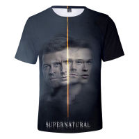 SPN Supernatural 3D พิมพ์เสื้อยืดขนาดใหญ่ผู้หญิงผู้ชาย Jensen Ackles Jared Padalecki Vintage แขนสั้น Hip Hop Tees Tops