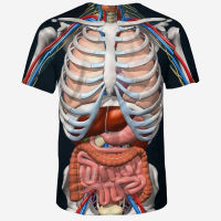 Educational Augmented Reality T-Shirt for Anatomy 3D Printed Round Neck Short-Sleeved T-Shirt Anime Funny Halloween Men T Shirt