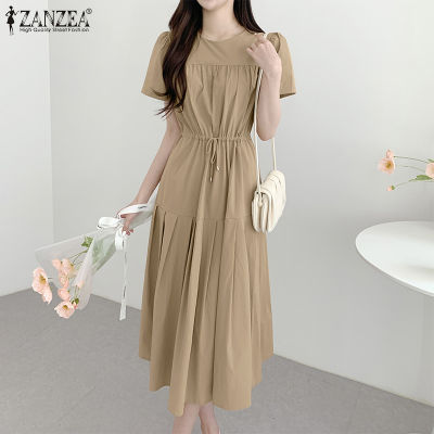 (สินค้ามาใหม่)(จัดส่งฟรี)Fancystyle ZANZEA ชุดซันเดรสสไตล์เกาหลีของผู้หญิงแขนสั้นคอกลมชุดเดรสชุดเดรสแฟชั่นสตรีผูกเอว #11