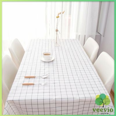 Veevio ผ้าปูโต๊ะ วัสดุ PEVA ผ้าปูโต๊ะ สี่เหลี่ยม ลายตาราง กันน้ำ มี 4 ขนาด ผ้าปูโต๊ะ กันน้ำและกันเปื้อน Table Cover มีสินค้าพร้อมส่ง
