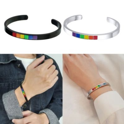 Stainless Steel Jewelry Bracelet Gift Lesbian Rainbow Bracelet LGBT