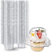 50-Pack Individual Cupcake Containers Disposable Carrier Holder Box with Airtight Dome Lid