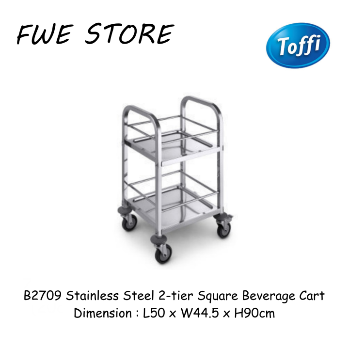 Stainless Steel 2tier Square Beverage Cart / Serving Cart / Beverage