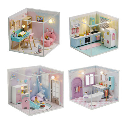 CUTEBEE DIY Dollhouse Wooden Doll Houses Miniature Doll House Furniture Kit Casa Music Led Toys for Children Birthday Gift