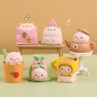 【LZ】✹﹍♨  Caixa Cega Kawaii Pink Pig Copo Criativo Café Laço Bule Caixa Surpresa Resina Decoração de Casa