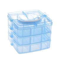 Blue Plastic Empty 3 layer Storage Case Box Nail Art Craft Makeup