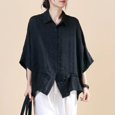 WhiteTime เสื้อเชิ้ตแขนสั้นผู้หญิง Batwing Coat Got-Up Figure Fat น้องสาว Unlined Upper Garment Of Summer 301T0264