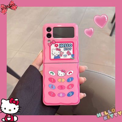 Anime Kawaii Sanrio Hello Kitty Mobile Phone Case for Samsung Galaxy Zflip 3 4 Girl Anti Dop Pink Folding Screen Phone Shell