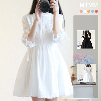 【MTMM】 MTM021 สาวหวานชุดเดรสลูกไม้ญี่ปุ่นกระโปรงสีขาวน่ารักสไตล์เกาหลี ชุดเดรสสีขาว เดรสขาว เดรสกระโปรง เดรสผู้หญิง