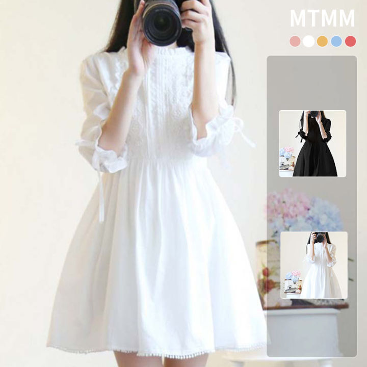 mtmm-mtm021-สาวหวานชุดเดรสลูกไม้ญี่ปุ่นกระโปรงสีขาวน่ารักสไตล์เกาหลี-ชุดเดรสสีขาว-เดรสขาว-เดรสกระโปรง-เดรสผู้หญิง