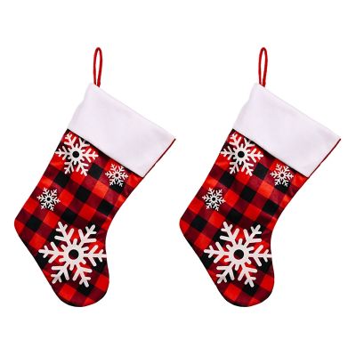Christmas Stockings - Perfectly Rustic Stocking - Snowflake Design - Holiday Party Decor - 9 x 18 inch
