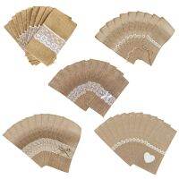 【YF】♠❈▲  10pcs/set Jute Cutlery Fork and Holders for Wedding Dining Table Restaurant Decoration