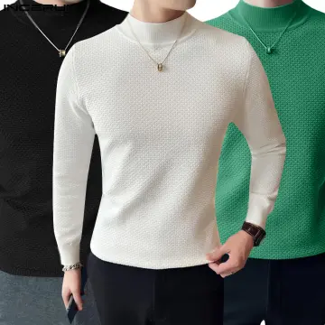 Winter Turtleneck Thick Mens Sweaters Casual Turtle Neck Solid