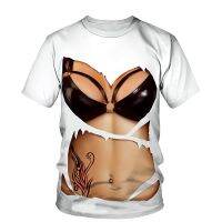 Summer Womens T-Shirt Sexy Female Tops 3D Bikini Fashion Print Hawaii Beach T Shirt Short Casual Tees Fun Oversized Clothes 5xl