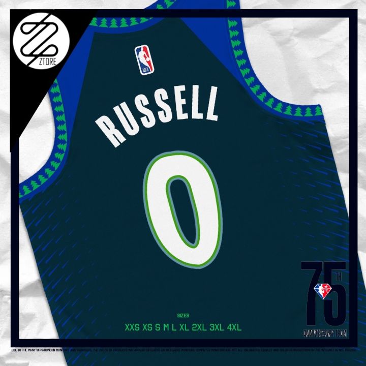 NANZAN 75th Edition NBA Minnesota Timberwolves D'Angelo Russell Jersey 2022  Sublimation Premium Dryfit
